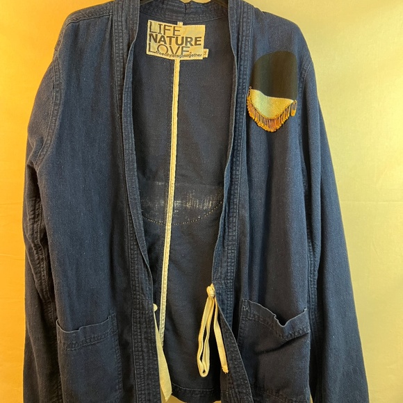 Free City - Dark Denim - Kimono - Texas Tokyo Moon - Safety Pins - RARE - Medium - Picture 4 of 9